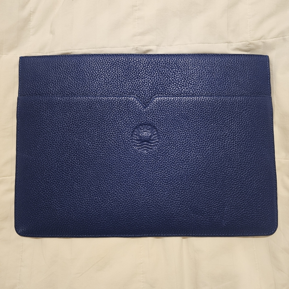 Blue Leather Underarm Portfolio /  13″ Laptop Sleeve by Royce